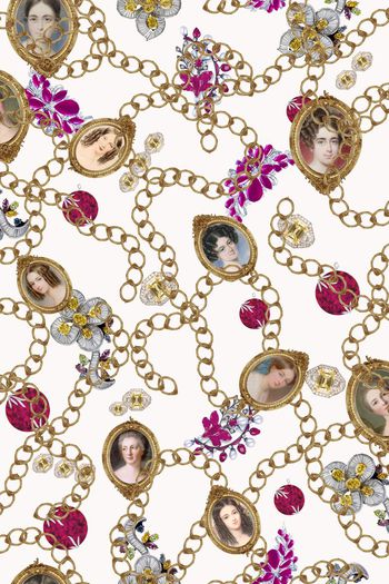 416130-大牌时尚 链条 项链 珠宝 油画