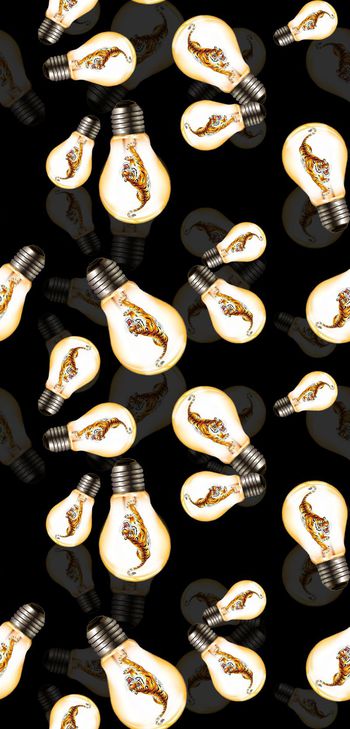 416246-创意新华亿平台老虎灯泡单色底数码印花