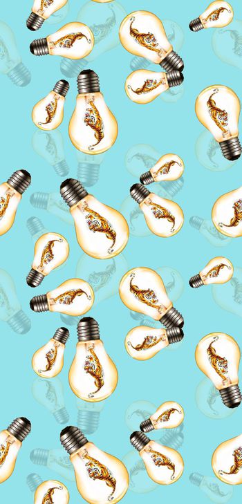 416247-创意新华亿平台老虎灯泡单色底数码印花