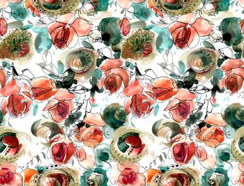 416498-浪漫抽象斑斓水彩手绘花卉印花图