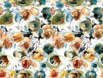 416499-浪漫抽象斑斓水彩手绘花卉印花图