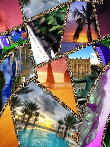 416561-时尚豹纹几何拼贴度假华亿平台系列