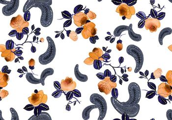 416607-水彩手绘腰果花朦胧玫瑰组合花卉