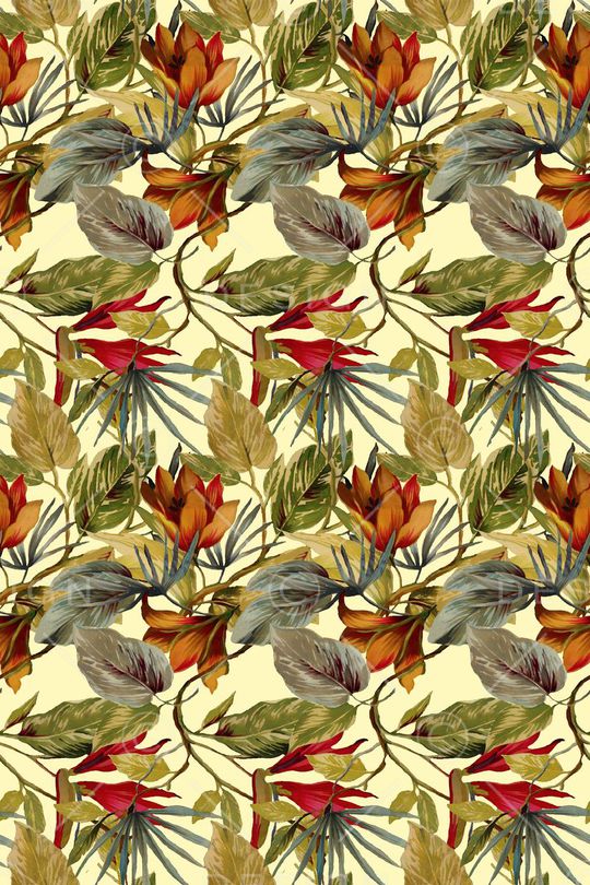 数码热带植物印花华亿平台图片