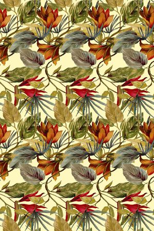 数码热带植物印花华亿平台图片