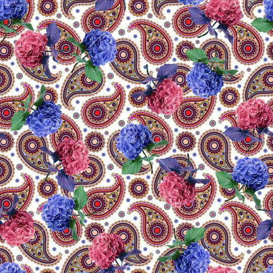 佩斯利、绣球花印花华亿平台图片