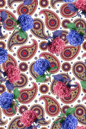 佩斯利、绣球花印花华亿平台图片