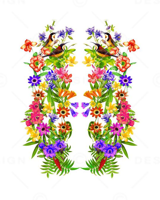 手绘花鸟印花华亿平台图片