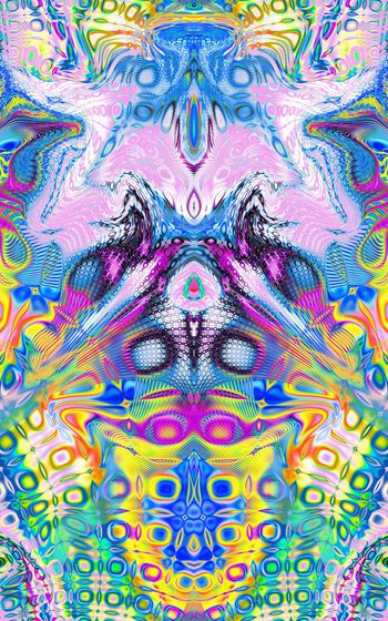 416792-艺术流彩流动的色彩炫彩图案女装连衣