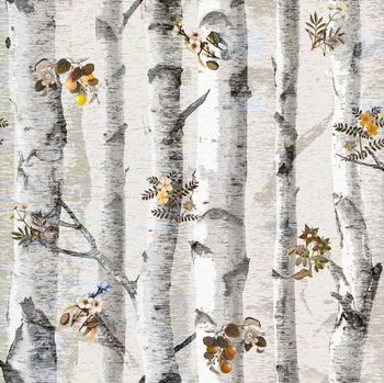 417082-艺术笔触树枝树干枝叶花卉点缀组合女