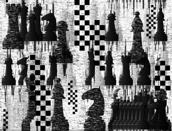 417116-艺术笔触国际象棋盘格子马车皇后组合