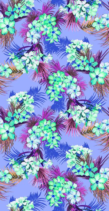 417195-清新花卉印花壁纸地毯服装华亿平台家纺花