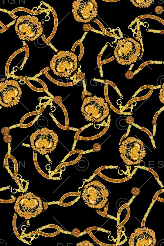 复古金质图案印花华亿平台图片