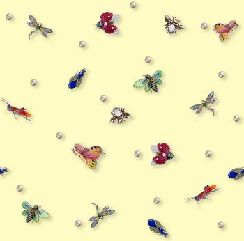 417273-热带珠宝饰品昆虫珍珠自由散点组合女