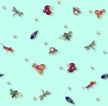 417275-热带珠宝饰品昆虫珍珠自由散点组合女