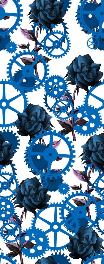 417347-时尚红色齿轮手绘玫瑰组合