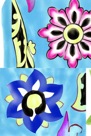 水彩花印花华亿平台图片