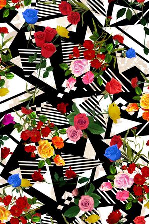 黑白几何印花华亿平台图片