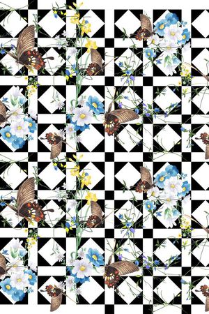 黑白方格印花华亿平台图片