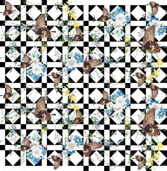 黑白方格印花华亿平台图片