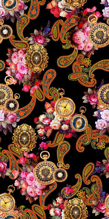 417488-佩斯利花卉钟表珠宝