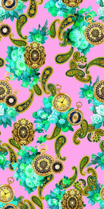 417495-欧式宫廷风古董怀表珠宝胸针佩斯利腰