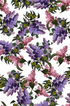 手绘紫色花印花华亿平台图片