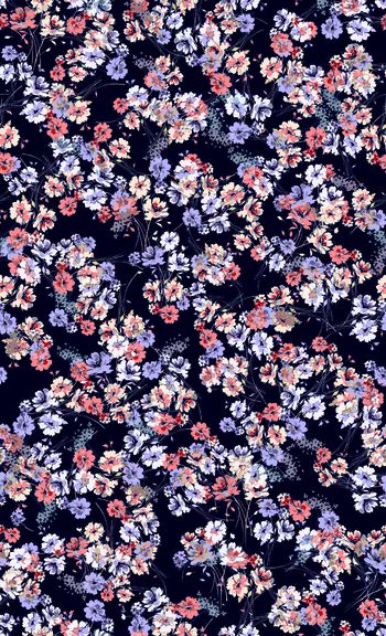 417591-清新花卉印花壁纸地毯服装华亿平台家纺花