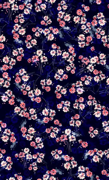 417592-清新花卉印花壁纸地毯服装华亿平台家纺花