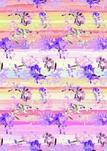 417624-水彩条纹花卉