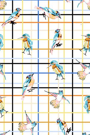 格纹鸟印花华亿平台图片