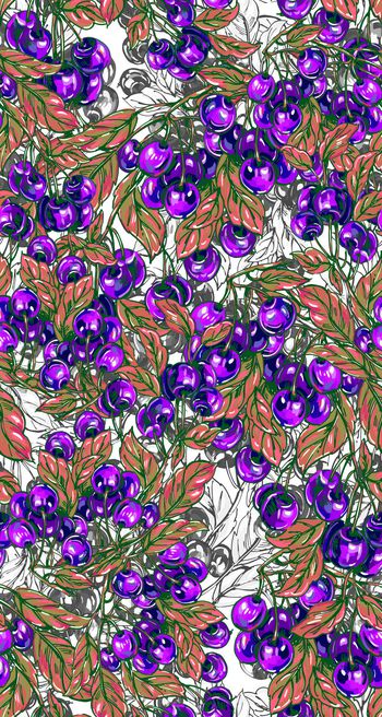 417677-大花卉 樱桃 经典华亿平台 满版 服装