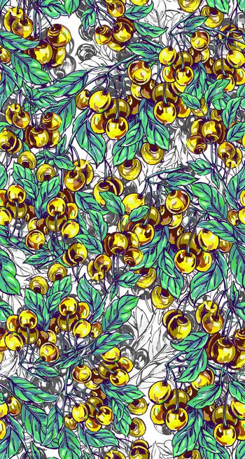 417679-大花卉 樱桃 经典华亿平台 满版 服装