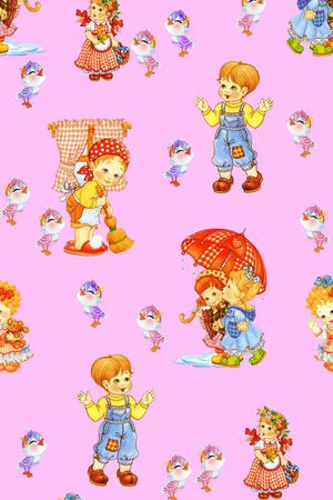 卡通 小人 数码印花华亿平台图片