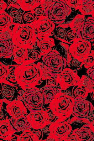 黑底红玫瑰无限循环印花华亿平台图片