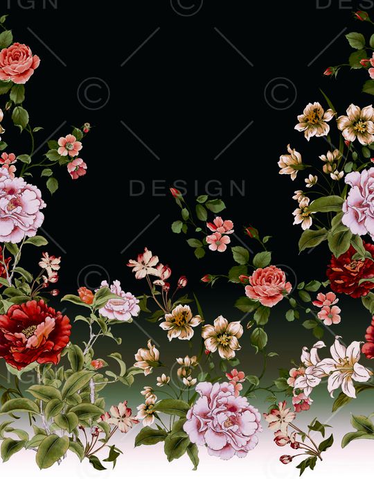 渐变底花卉循环印花华亿平台图片