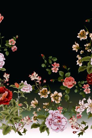 渐变底花卉循环印花华亿平台图片