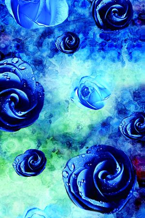 蓝玫瑰上下循环印花华亿平台图片