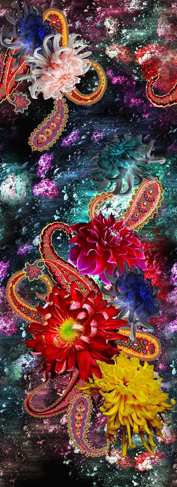 417911-星空油画超大花卉复古佩斯利火腿纹女