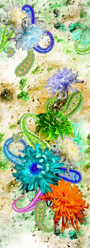 417913-星空油画超大花卉复古佩斯利火腿纹女