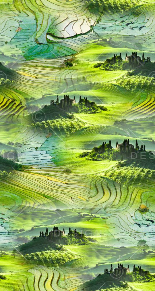 田园风景印花华亿平台图片