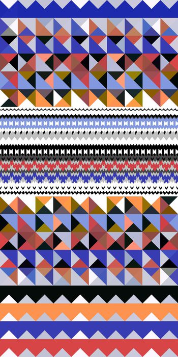 418186-民族风几何三角图形拼接组合女装连衣