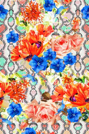 抽象花纹  花卉印花华亿平台图片