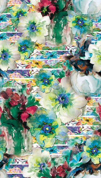 418487-水彩花卉 条纹 服装 