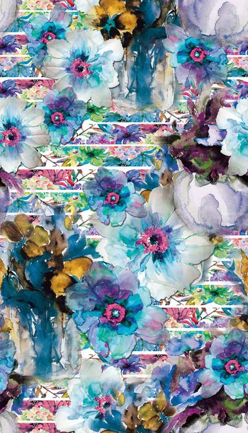 418489-水彩花卉 条纹 服装 