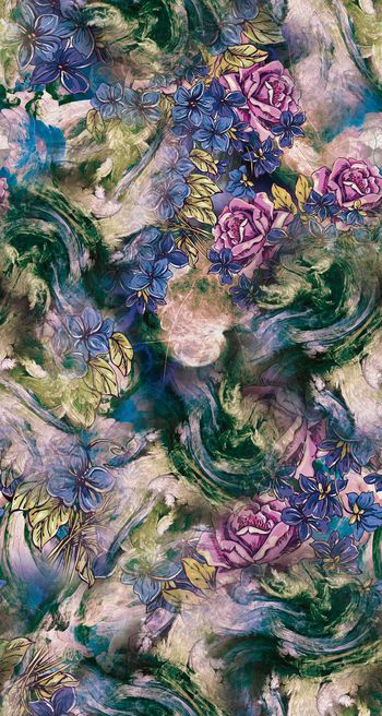 418498-炫彩 抽象 手绘花卉 机理 服装色