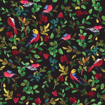 418527-田园水彩花鸟图