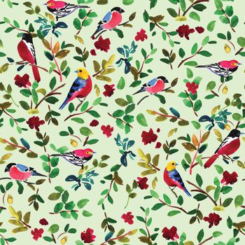 418528-田园水彩花鸟图