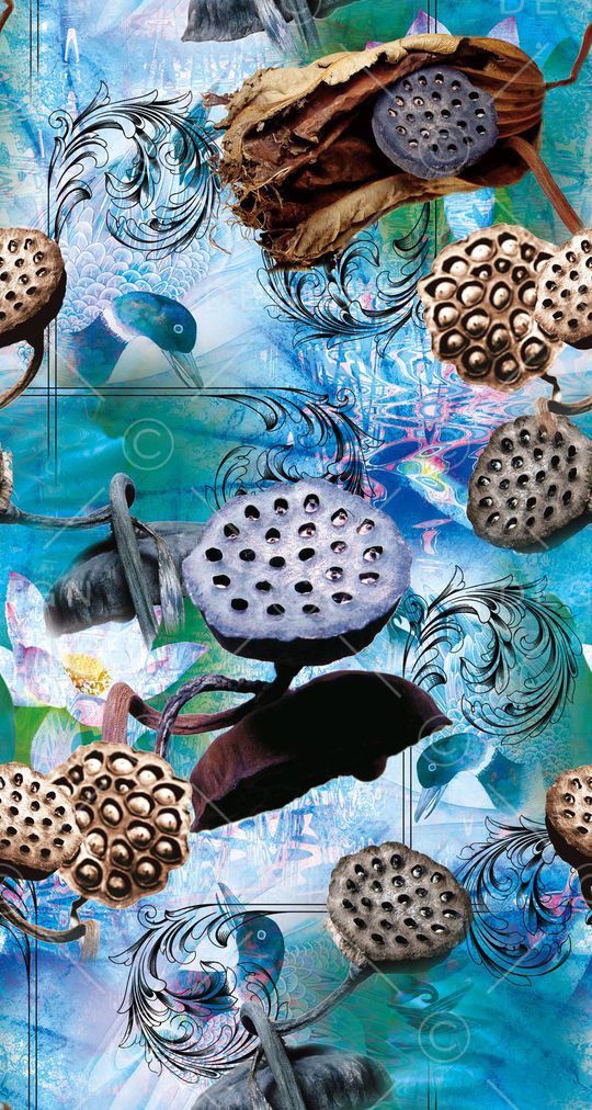 抽象荷花印花华亿平台图片