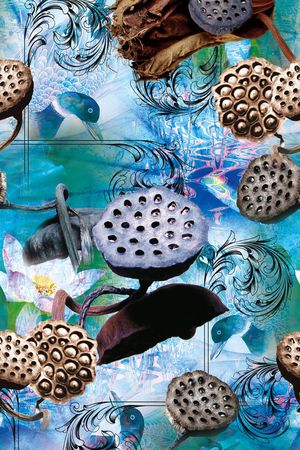 抽象荷花印花华亿平台图片